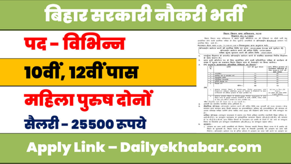 Bihar Latest Vacancy 2024 बिहार सरकारी नौकरी भर्ती