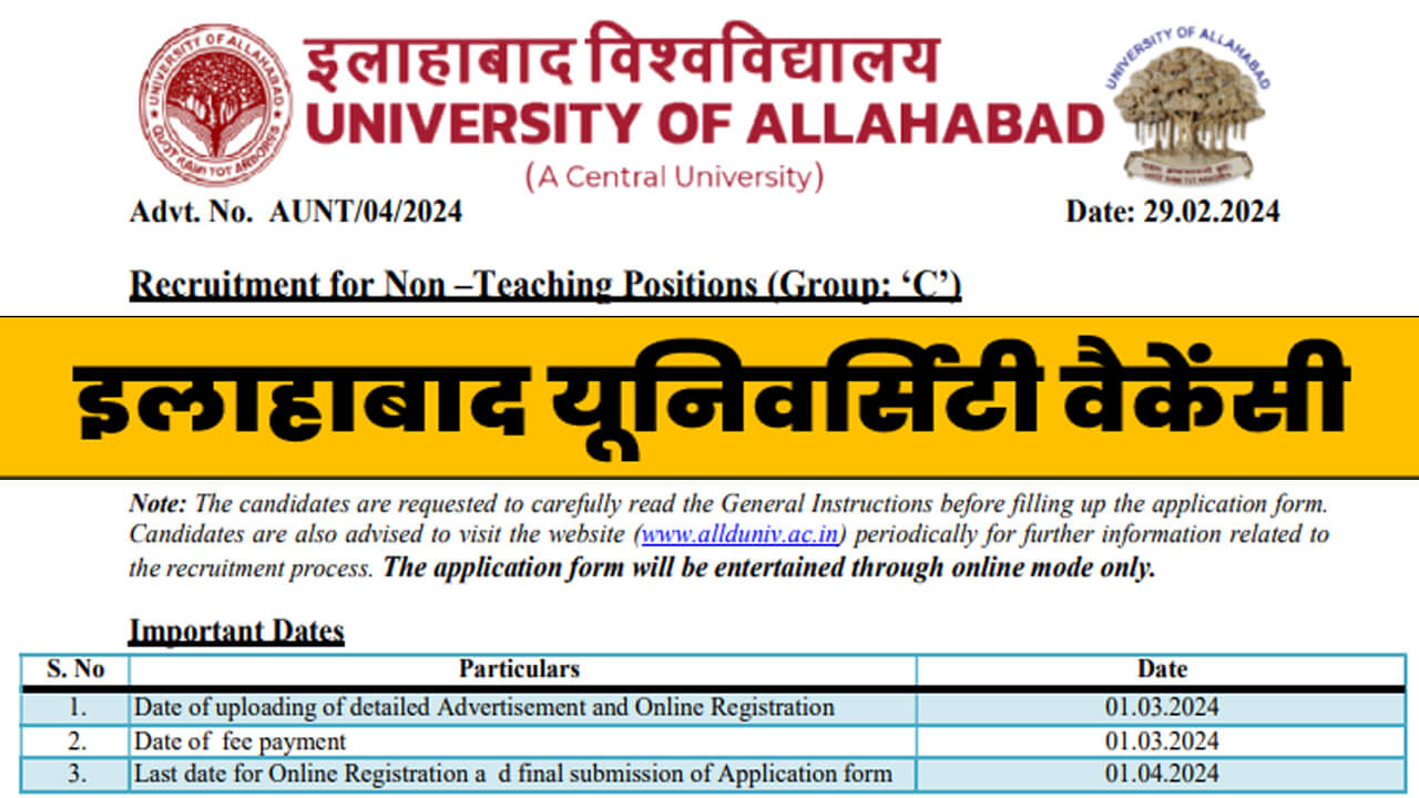 Allahabad University Non Teaching Vacancy 2024