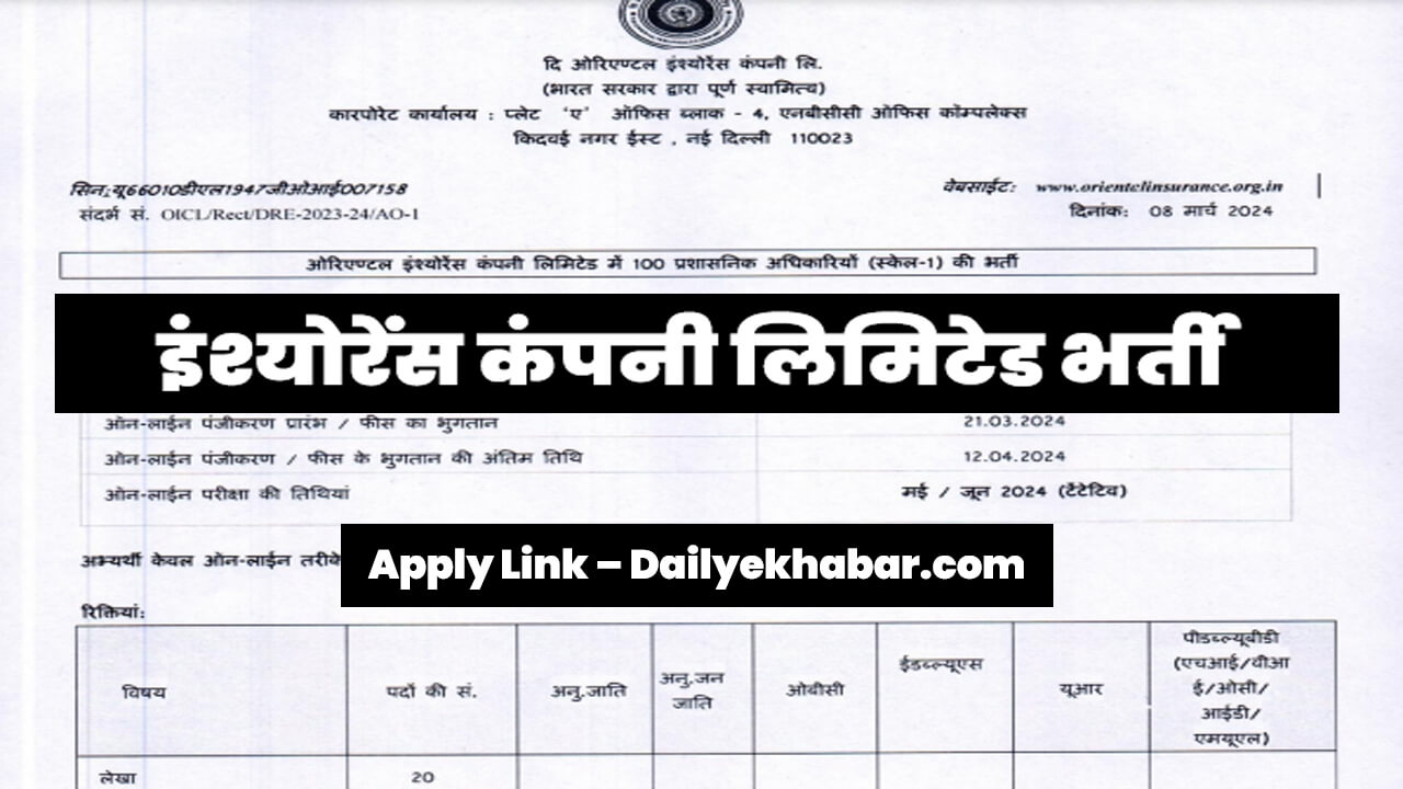 OICL Administrative Officer Vacancy 2024
