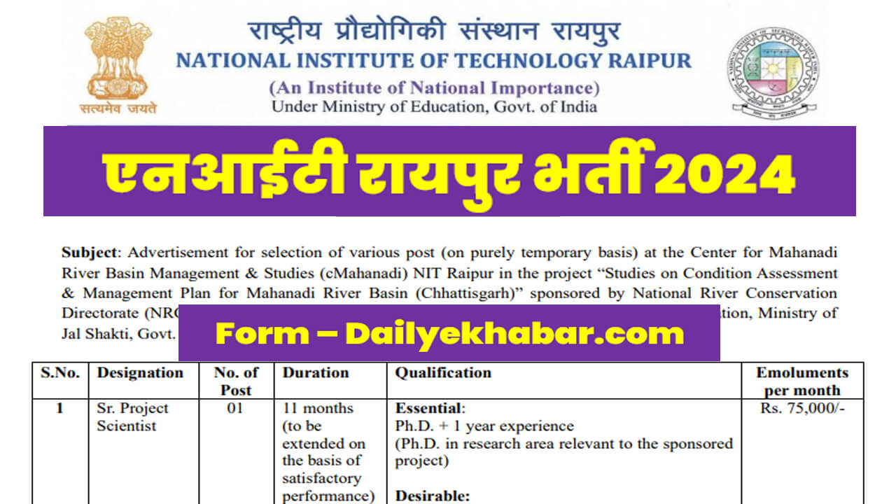 NIT Raipur Vacancy 2024